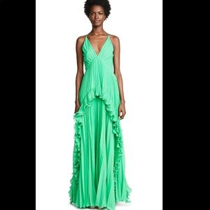 Halston Heritage Jade sleeveless halter Vneck gown